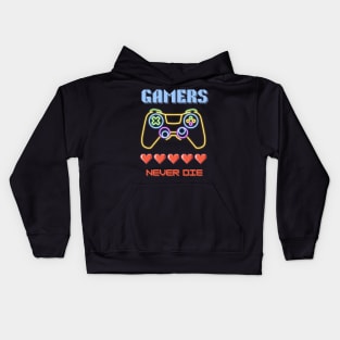 Gaming Addiction: Gamers Never Die Kids Hoodie